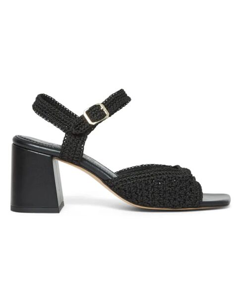 Zwarte sandalen met hak van Sicilia leer