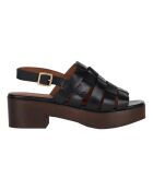 Zwarte sandalen met leren hak Philo
