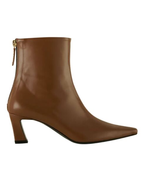 Bottines en cuir à talons caramel