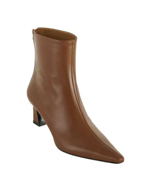 Bottines en cuir à talons caramel