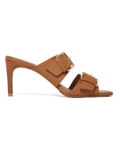 Sandales à talon en cuir Carine camel