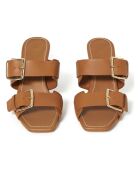 Sandales à talon en cuir Carine camel