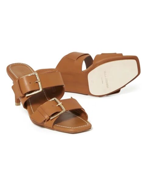Sandales à talon en cuir Carine camel