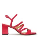Sandalen met leren hak Leather No. 653 frambozenrood