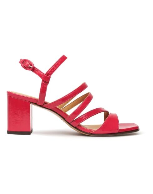Sandalen met leren hak Leather No. 653 frambozenrood