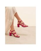 Sandalen met leren hak Leather No. 653 frambozenrood