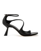 Zwarte Dakota sandalen met leren hak