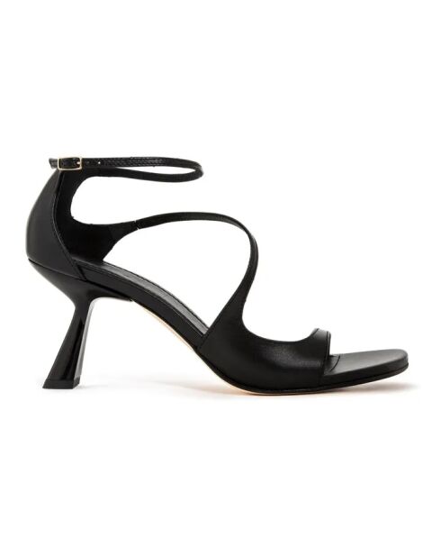 Zwarte Dakota sandalen met leren hak