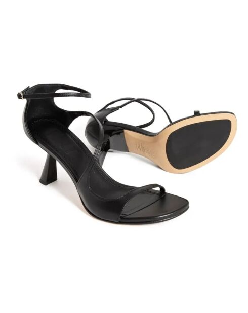 Zwarte Dakota sandalen met leren hak