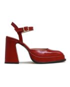 Rode Malasana sandalen met leren hak