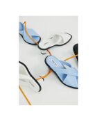 Mules en cuir Croisées bleu ciel