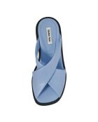 Mules en cuir Croisées bleu ciel