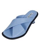 Mules en cuir Croisées bleu ciel