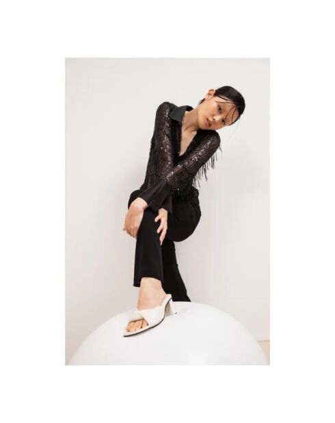 Mules en cuir Padded ivoire