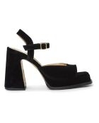 Garcia Velours sandalen met zwarte leren hak