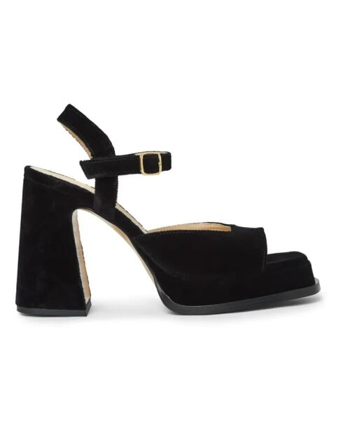 Garcia Velours sandalen met zwarte leren hak