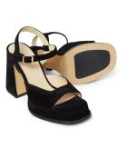Garcia Velours sandalen met zwarte leren hak