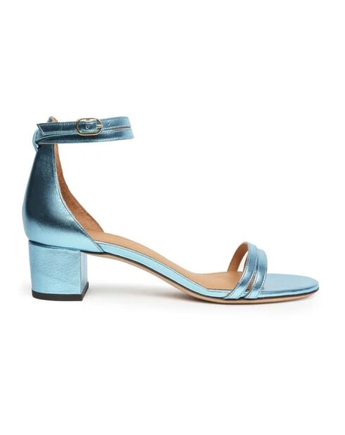 Blauwe sandalen met leren hak Leer nr. 466