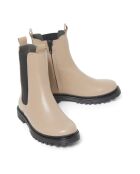 Botas altas de piel Chelsea, suelas Funky de color rosa empolvado