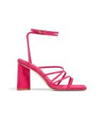 Sandales à talon en cuir Iva roses fluo