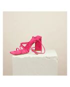 Sandales à talon en cuir Iva roses fluo
