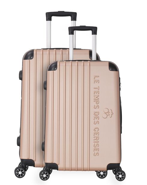 Set mit 2 Koffern für die Kabine und den Langzeitaufenthalt, 4 Doppelräder, Bari, Champagner, 55/75 cm