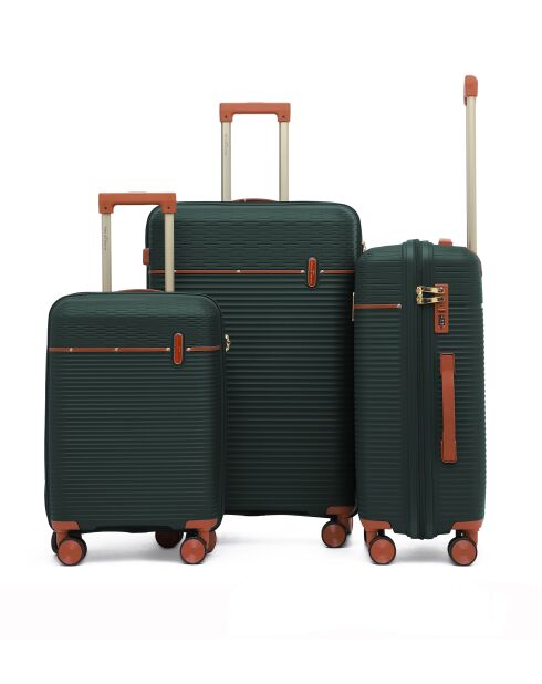 Set van 3 Premium koffers met 4 dubbele wielen Courcelles donkergroen - 55/65/75 cm
