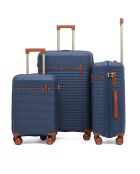 Set van 3 Premium koffers met 4 dubbele wielen Courcelles marine - 55/65/75 cm