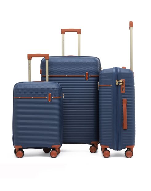 Set van 3 Premium koffers met 4 dubbele wielen Courcelles marine - 55/65/75 cm