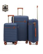 Set van 3 Premium koffers met 4 dubbele wielen Courcelles marine - 55/65/75 cm