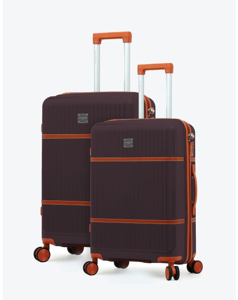 Set de 2 maletas cabina y larga estancia Premium 4 ruedas dobles Malesherbs plum - 55/75 cm