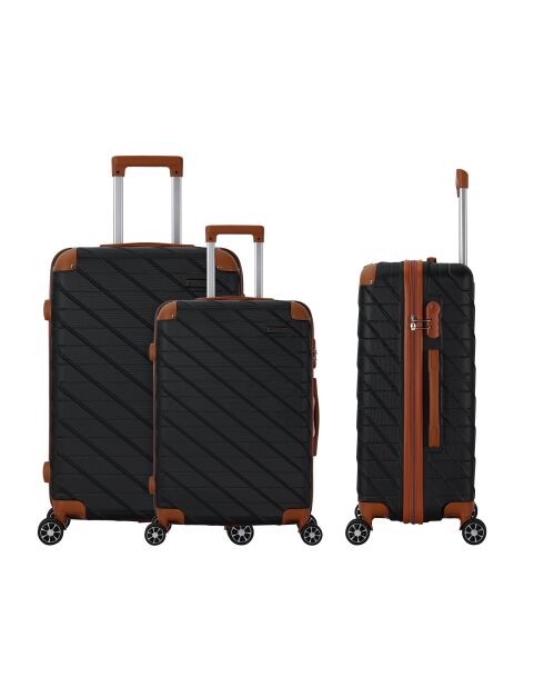 Set mit 3 Koffern 4 Doppelrollen Prado schwarz - 55/65/75 cm