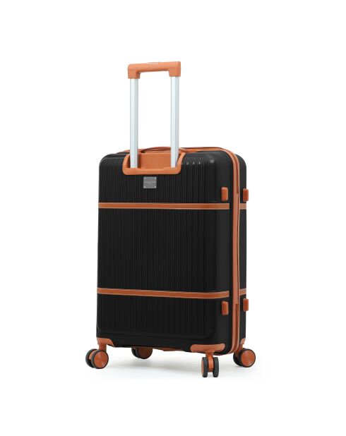 Set van 2 Premium koffers voor gemiddeld en lang verblijf, 4 dubbele wielen, Malesherbs, zwart - 65/75 cm