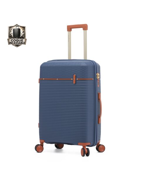 Valise format long séjour Premium 4 doubles roues Courcelles marine - 75 cm