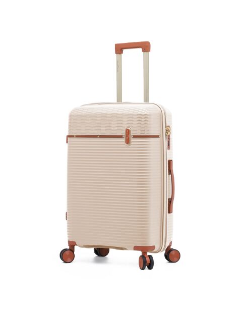 Set aus 2 Premium-Koffern für mittlere und lange Aufenthalte, 4 Doppelrollen, Courcelles, cremefarben, 65/75 cm