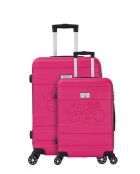Set de 2 maletas de cabina y larga estancia con 4 ruedas dobles Lyra rosa - 55/75 cm