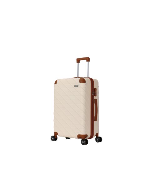 Valise moyen séjour 4 doubles roues Prado crème - 65 cm