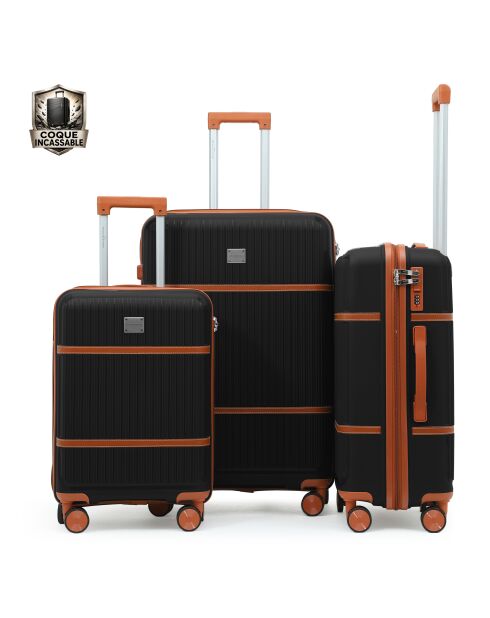 Set van 3 Premium koffers met 4 dubbele wielen Malesherbs zwart - 55/65/75 cm