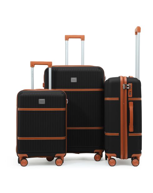 Set van 3 Premium koffers met 4 dubbele wielen Malesherbs zwart - 55/65/75 cm