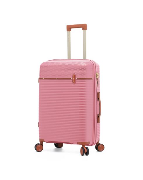 Set van 2 Premium koffers voor gemiddeld en lang verblijf, 4 dubbele wielen, Courcelles, rosegoud - 65/75 cm