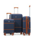 Set di 3 valigie Premium a 4 ruote doppie Malesherbs marine - 55/65/75 cm