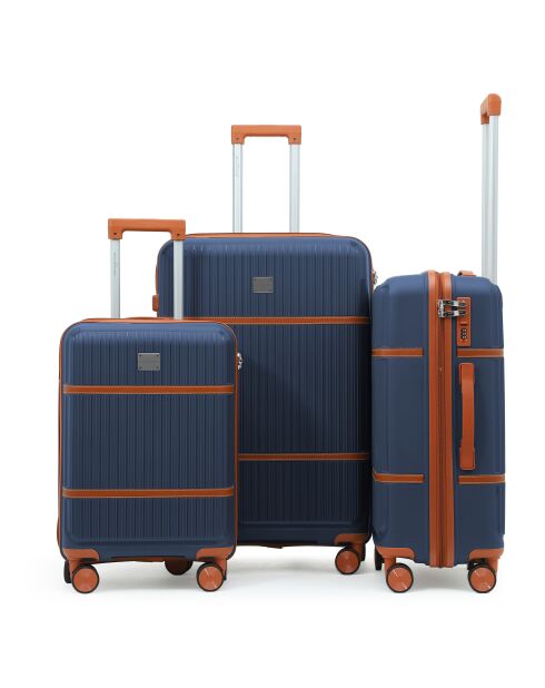 Set van 3 Premium koffers met 4 dubbele wielen Malesherbs marine - 55/65/75 cm