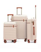 Set mit 3 Premium-Koffern mit 4 Doppelrollen Courcelles cremefarben — 55/65/75 cm
