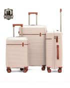 Set mit 3 Premium-Koffern mit 4 Doppelrollen Courcelles cremefarben — 55/65/75 cm