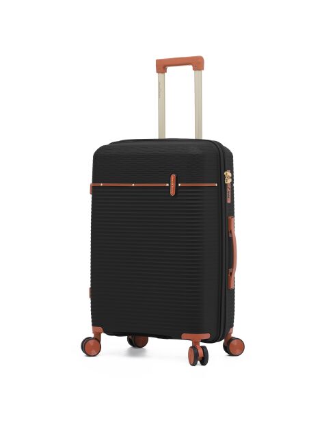 Valise cabine Premium 4 doubles roues Courcelles noir - 55 cm