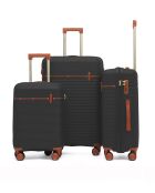 Set van 3 Premium koffers met 4 dubbele wielen Courcelles zwart - 55/65/75 cm