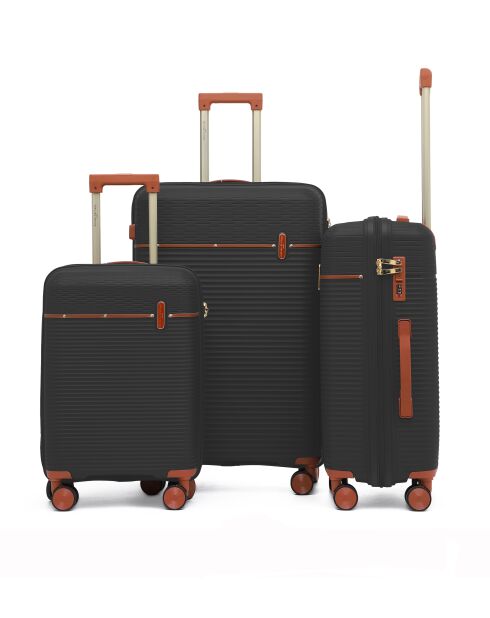 Set van 3 Premium koffers met 4 dubbele wielen Courcelles zwart - 55/65/75 cm