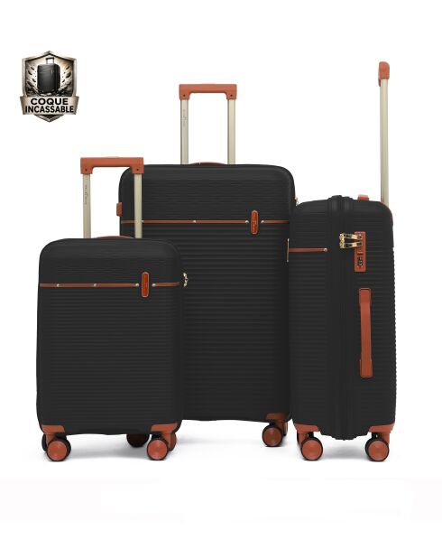 Set van 3 Premium koffers met 4 dubbele wielen Courcelles zwart - 55/65/75 cm