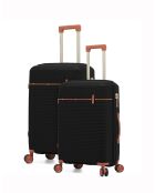 Set de 2 maletas de cabina y larga estancia Premium 4 ruedas dobles Courcelles negras - 55/75 cm