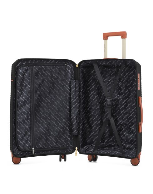 Set van 2 koffers met cabine en lang verblijf Premium 4 dubbele wielen Courcelles zwart - 55/75 cm